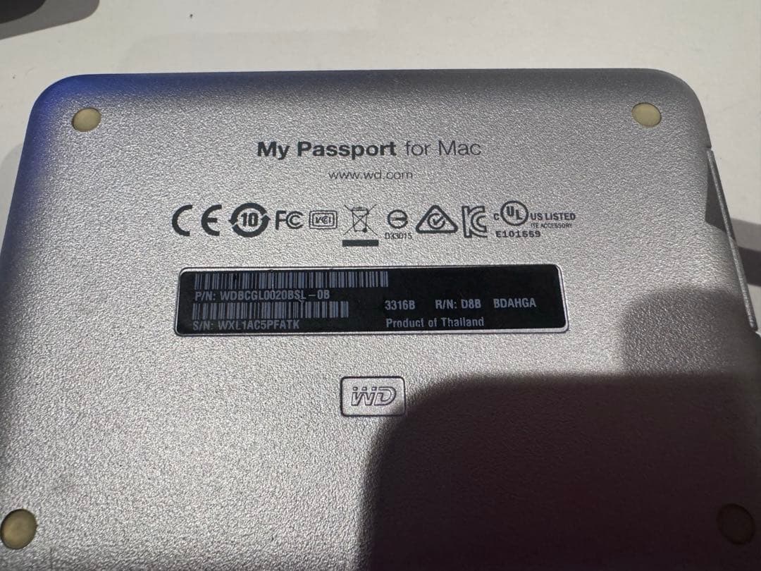 外付けハードディスク・ドライブ WD My Passport for mac 2TB