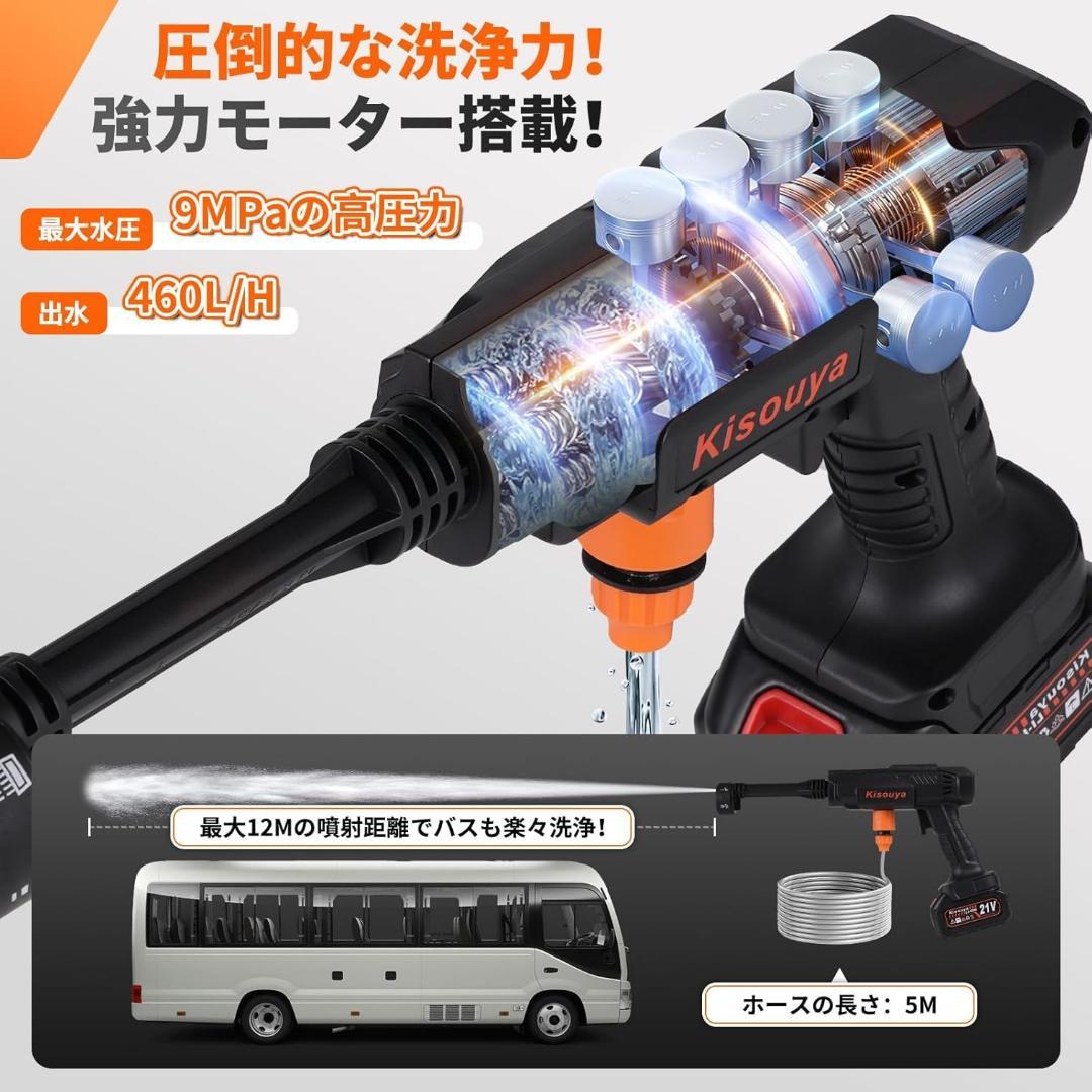 【R1853-52】高圧洗浄機 コードレス 9MPa 20000mAh 6in1