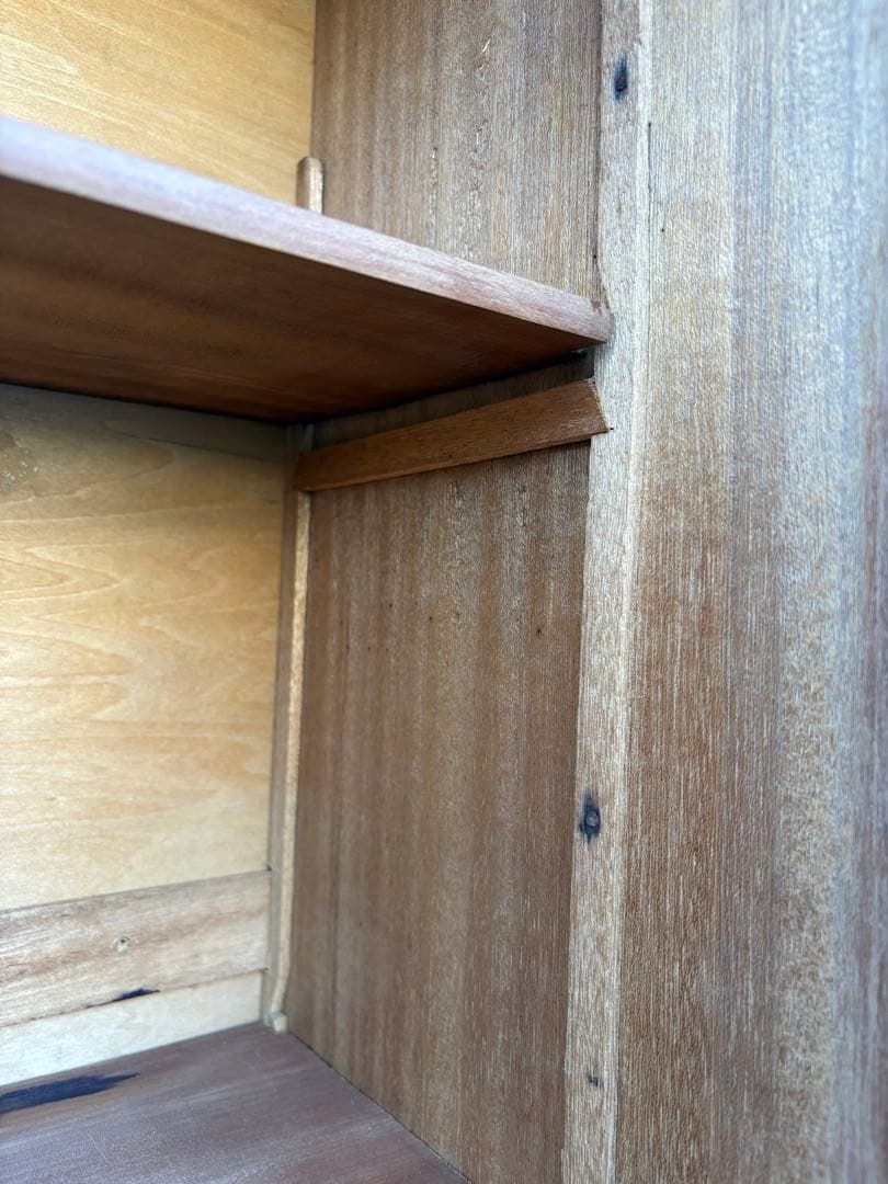 木製アンティーク家具 ガラス扉付き戸棚 水屋