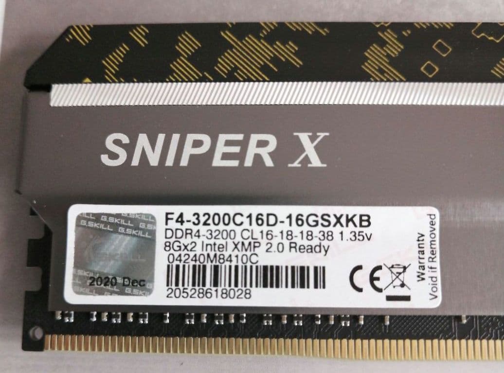 メモリー G.SKILL SNIPER X DDR4-3200MHz 8GBx2