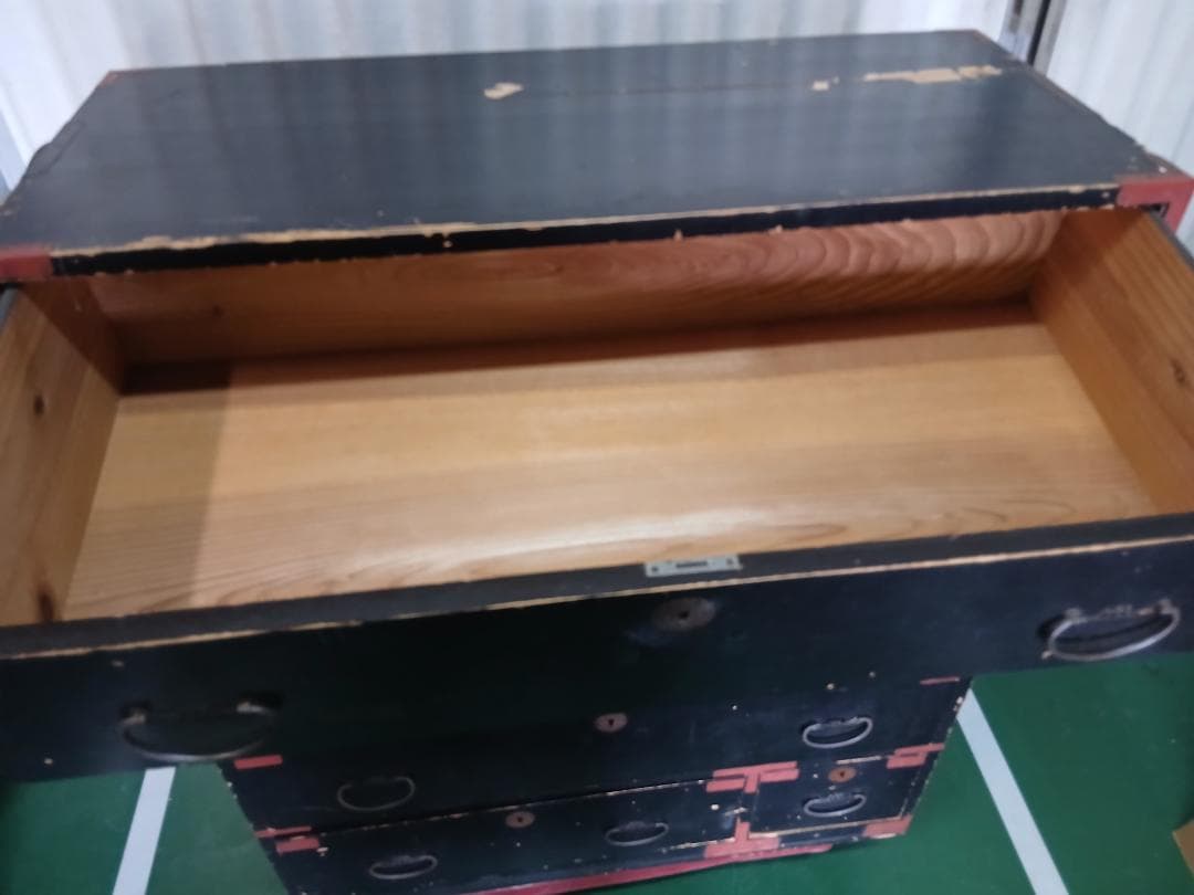 送料込み 和箪笥 引き出し レトロ アンティーク 古家具 黒色