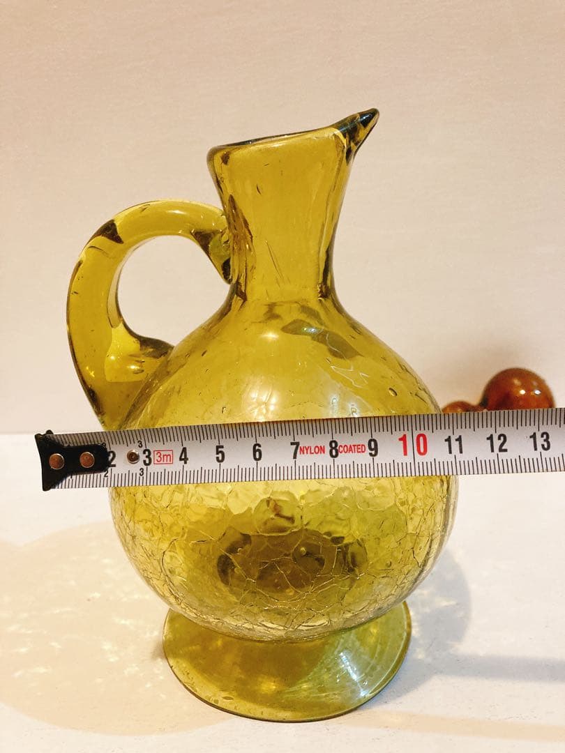 レトロ　民芸　ガラス水差し　琉球手作り工芸品