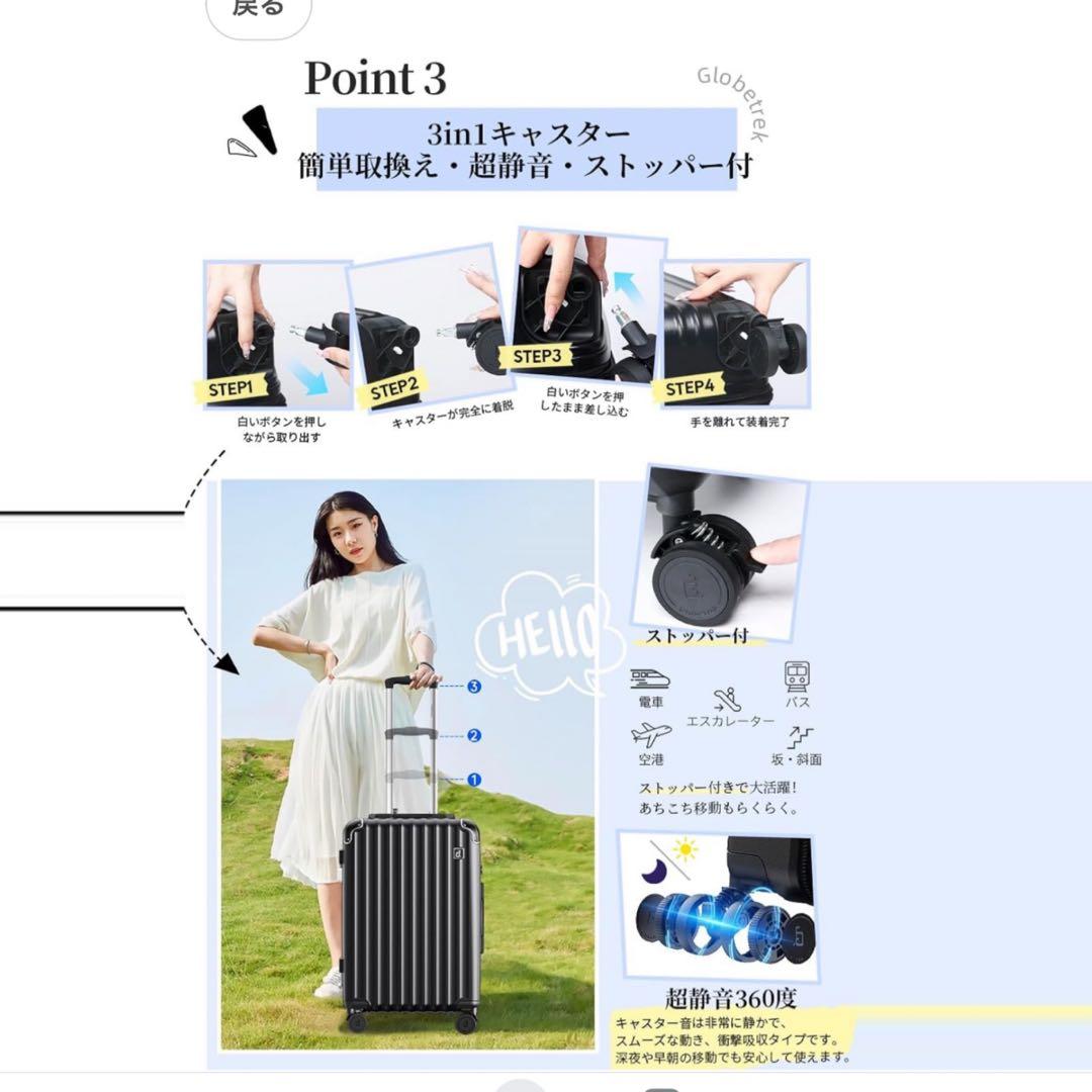 スーツケース キャリーケース 20インチ 機内持ち込み可 PC+ABS 軽量
