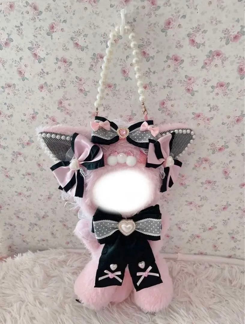 ♡お座り１６ｃｍぬい服♡猫の着ぐるみ♡地雷系おすわりぬいぐるみ♡ピンク