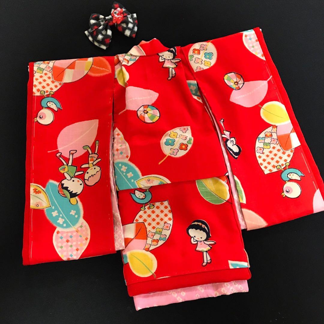 ＊ 市松人形 10号 昭和レトロ ひよこ 子供 着物 エプロン 帯 人形 ＊