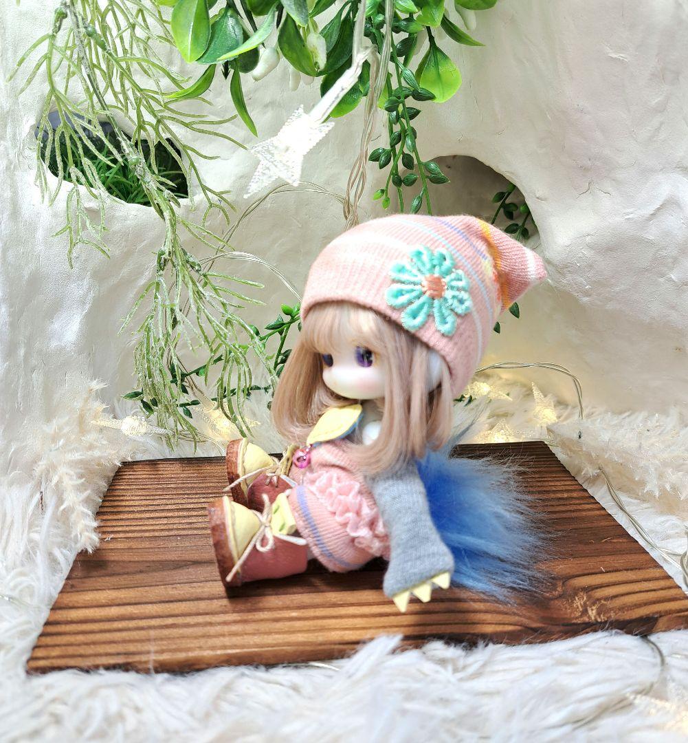 ☆子犬わたあめ用☆ニット帽＋しっぽサロペット＋たっち靴＋α☆４点set☆