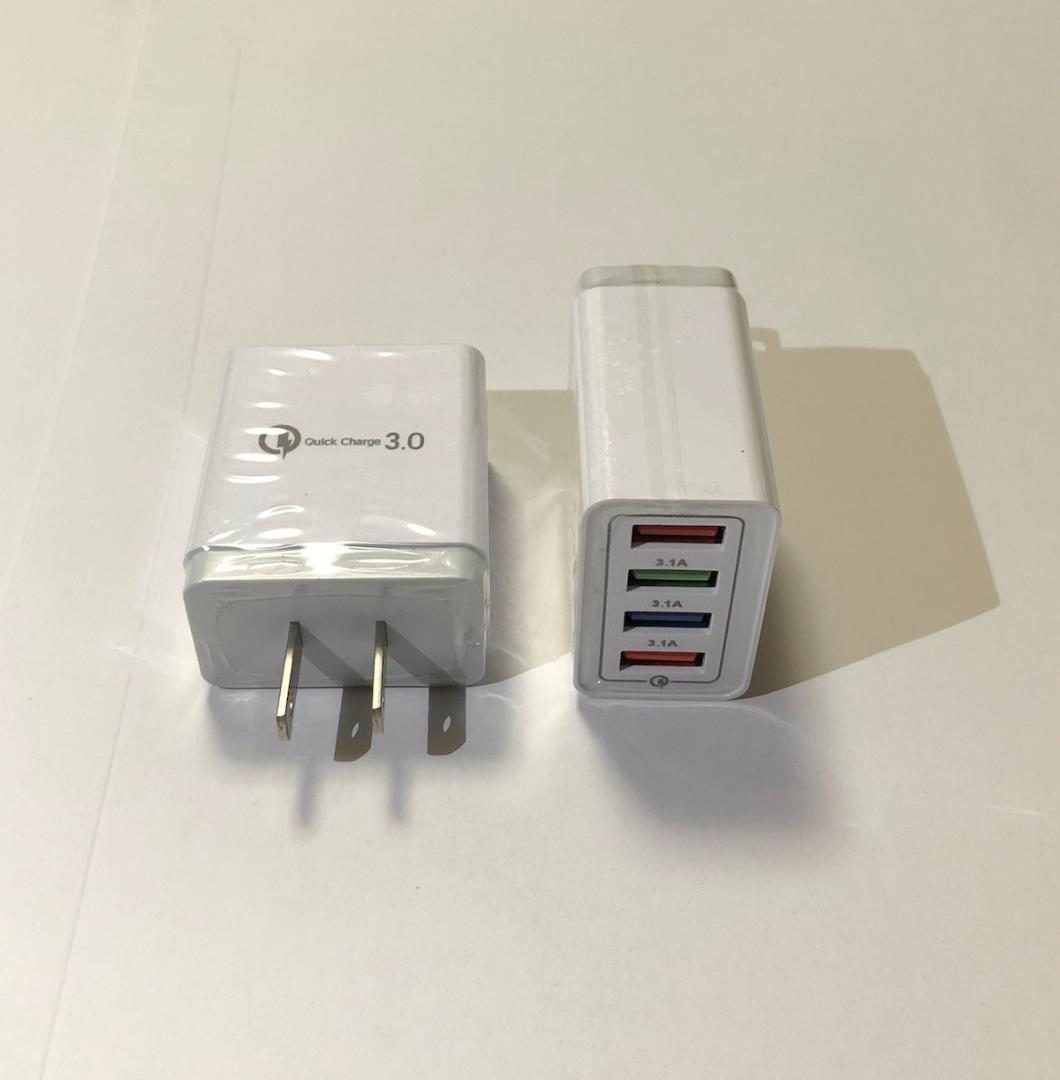 2個組 USBアダプター 白ホワイト 4ポート 急速充電器 iPhone等