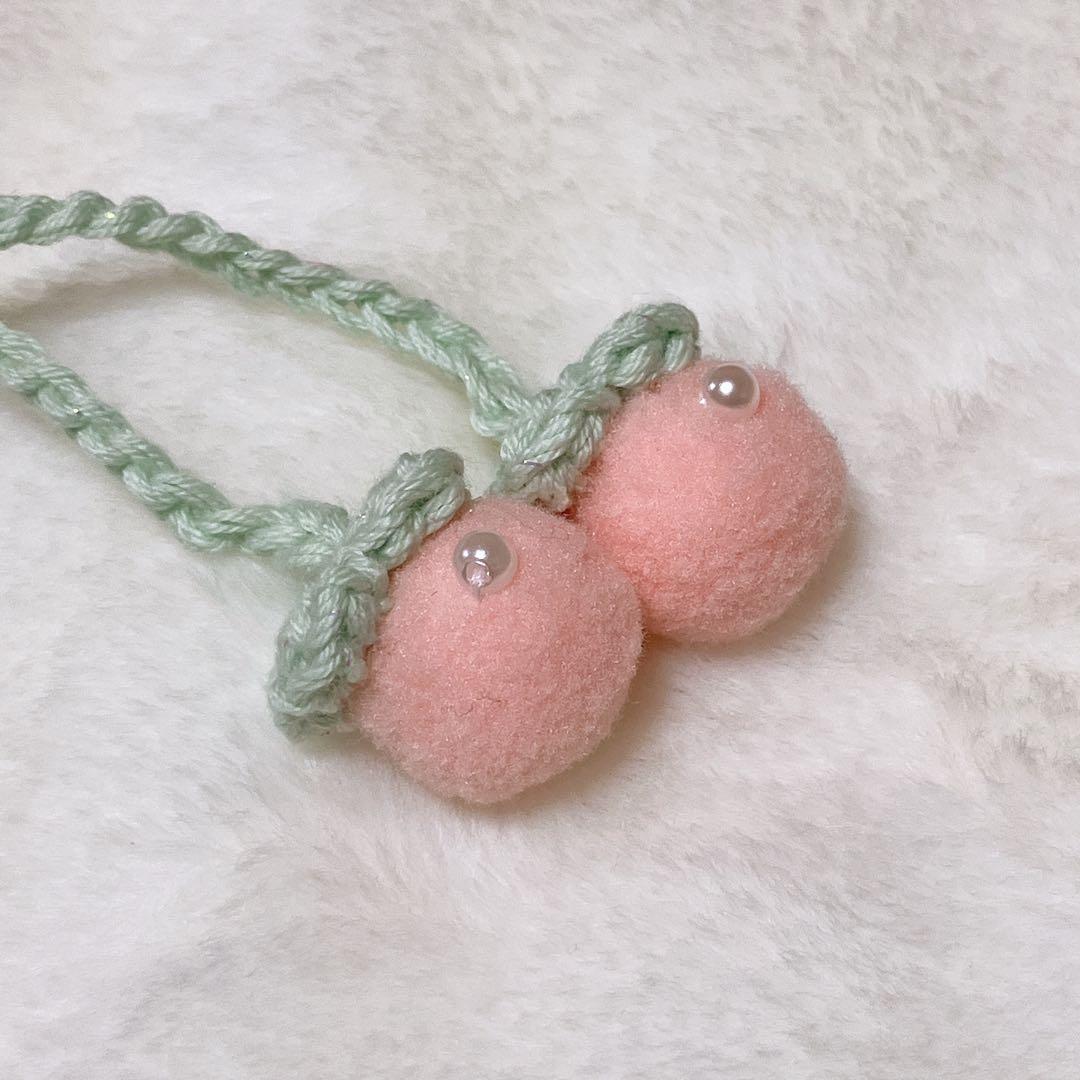 10㎝ ちびぐるみ　にじぱぺ　ぬい服　いちごモチーフ　ボンネット　白ピンク 25