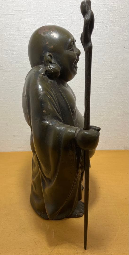 【大型・8kg】布袋様 置物 鉄製 唐子 七福神 縁起物 骨董 アンティーク