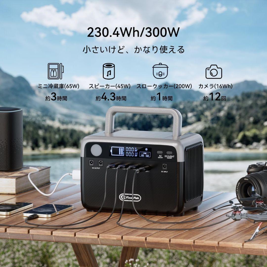 ポータブル電源 230Wh/300W 瞬最600wリン酸鉄リチウムバッテリー