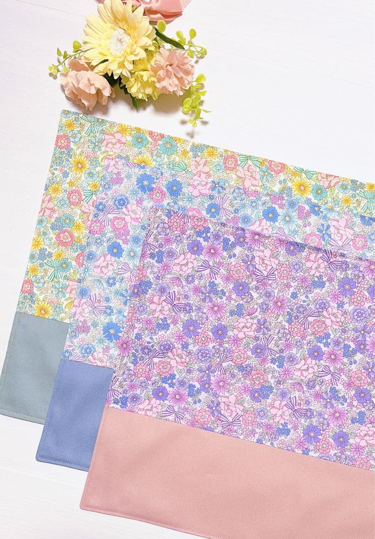 ハンドメイド　オーダー受付　レッスンバッグ　上履き入れ　体操服袋　花柄　入園入学