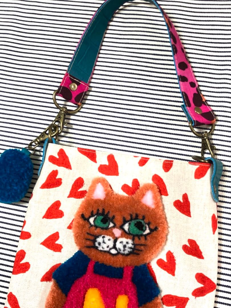 ハンドバッグ 猫 パンチニードル ハンドメイド ショルダーバッグ 1241