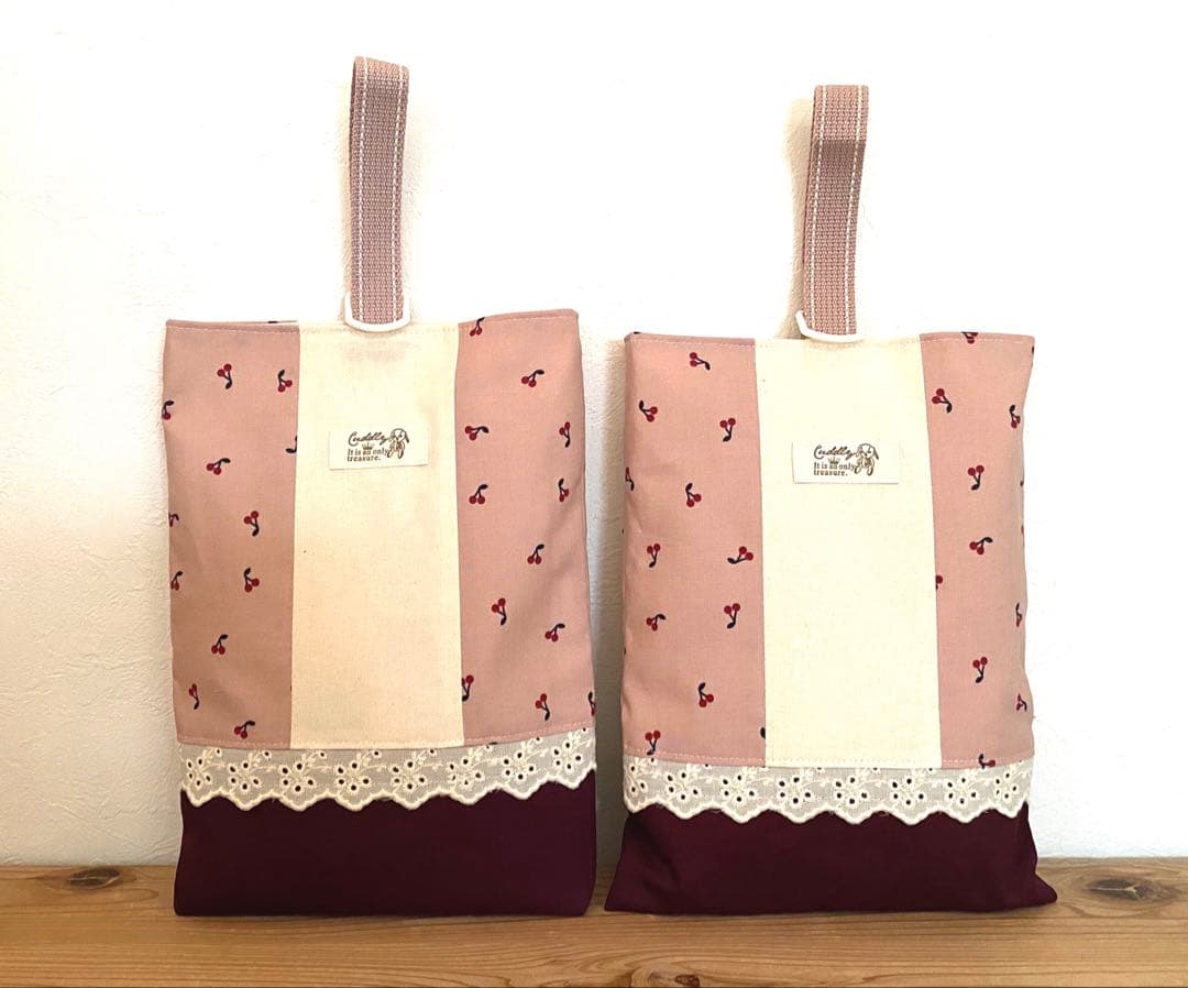 リクエスト品　ハンドメイド　7点セット　さくらんぼ　くすみピンク　きなり