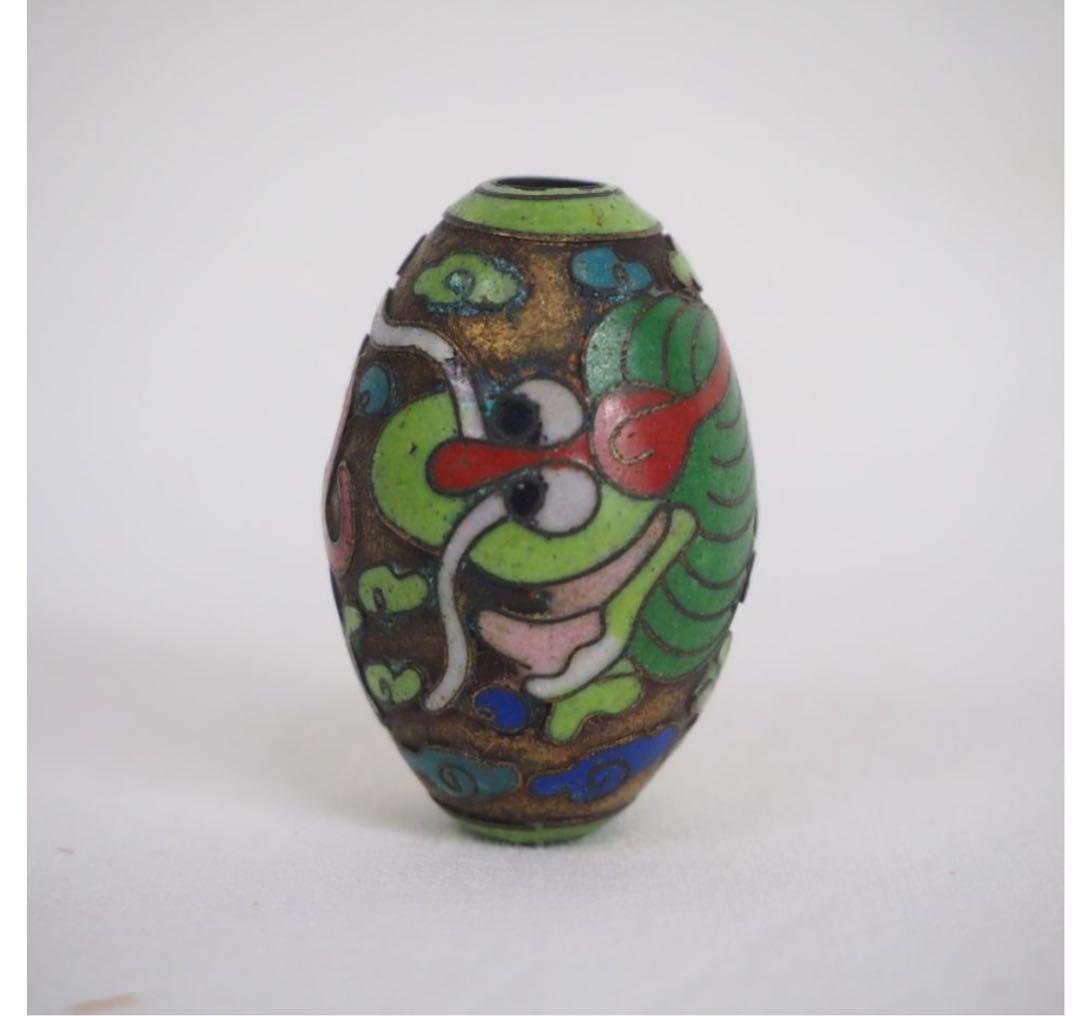 送料無料　時代物　七宝龍文緒締玉　約3.5×2.3ｃｍ