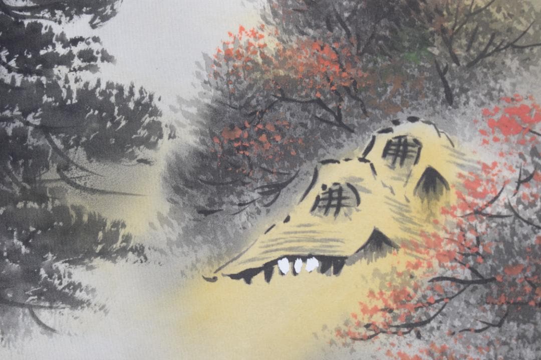 【真作】秀峰/秋山馬子図/秋景山水図/掛軸☆宝船☆Y-479　JM