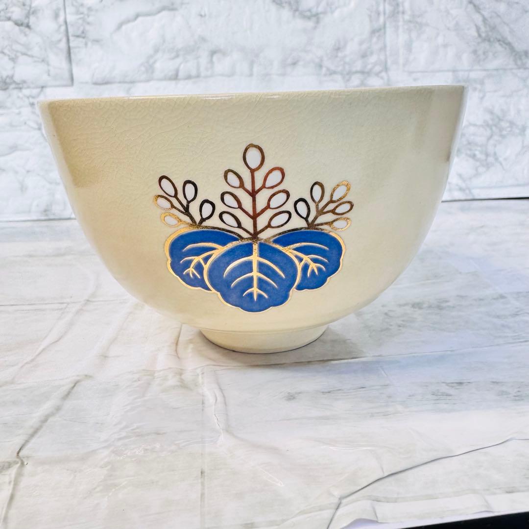 【新品】抹茶茶碗 宮地英香作 色絵鉄仙 花文 共箱入 茶道具 京焼 伝統工芸品