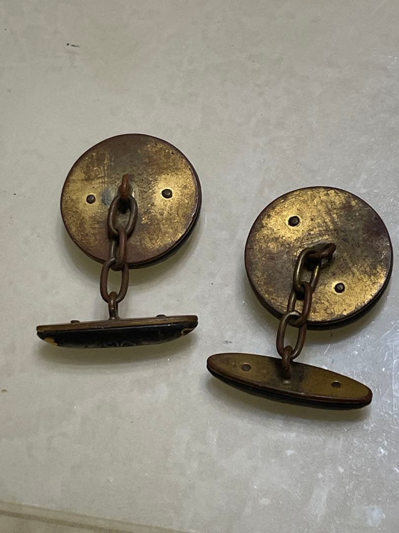 希少品　五三の桐　桜図　金象嵌　赤銅　時代物　チェーンカフス　レトロ　美術品