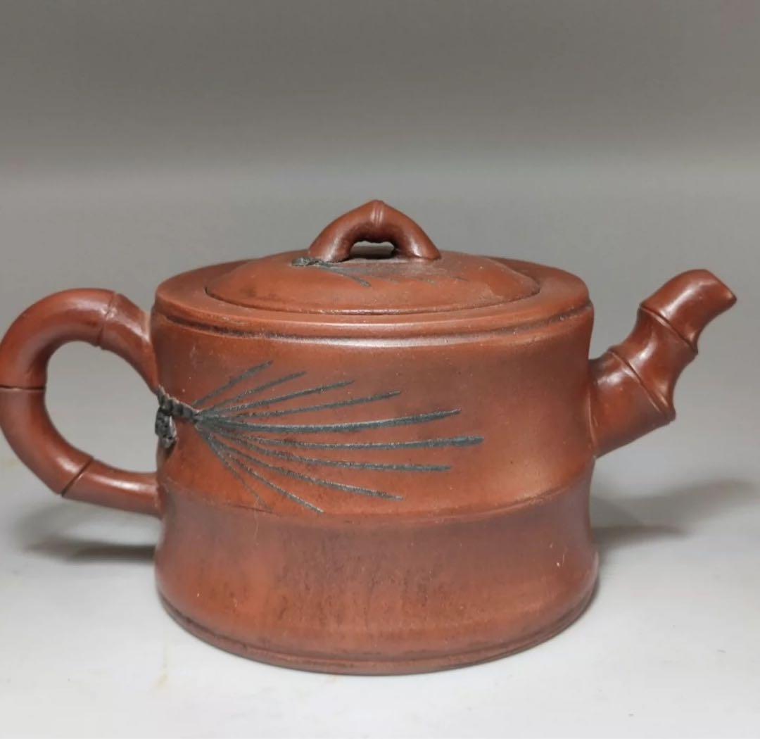 紫砂急須　在銘　茶道具宜興 紫砂壷 朱泥 茶壺 急須 煎茶道具