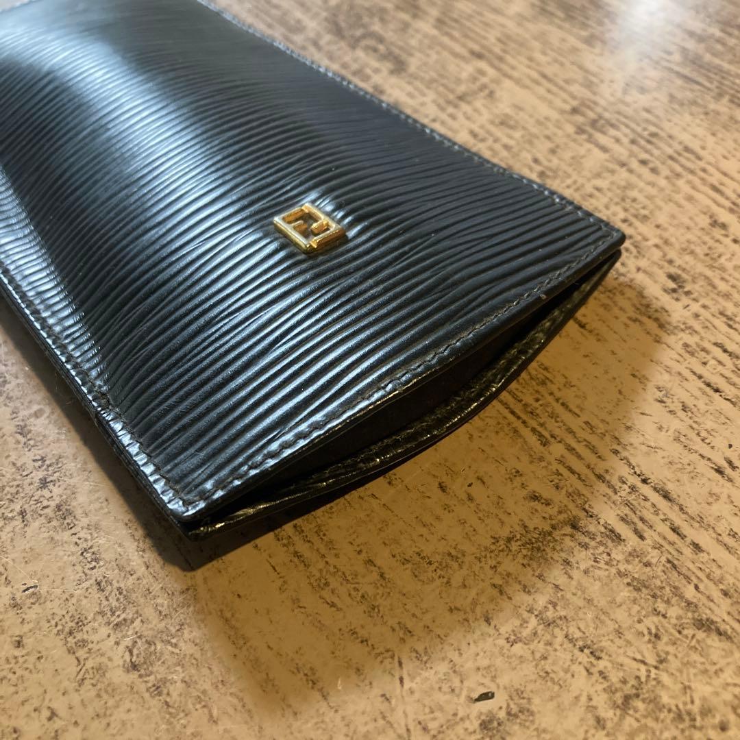FENDI フェンディ メガネケース★FFマーク，ロゴ、NO.刻印あり、黒