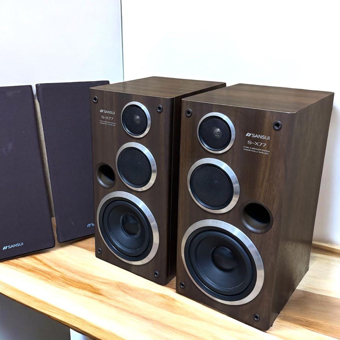 【動作良好】SANSUI S-X77 ペア 3Way スピーカー 美品 木製