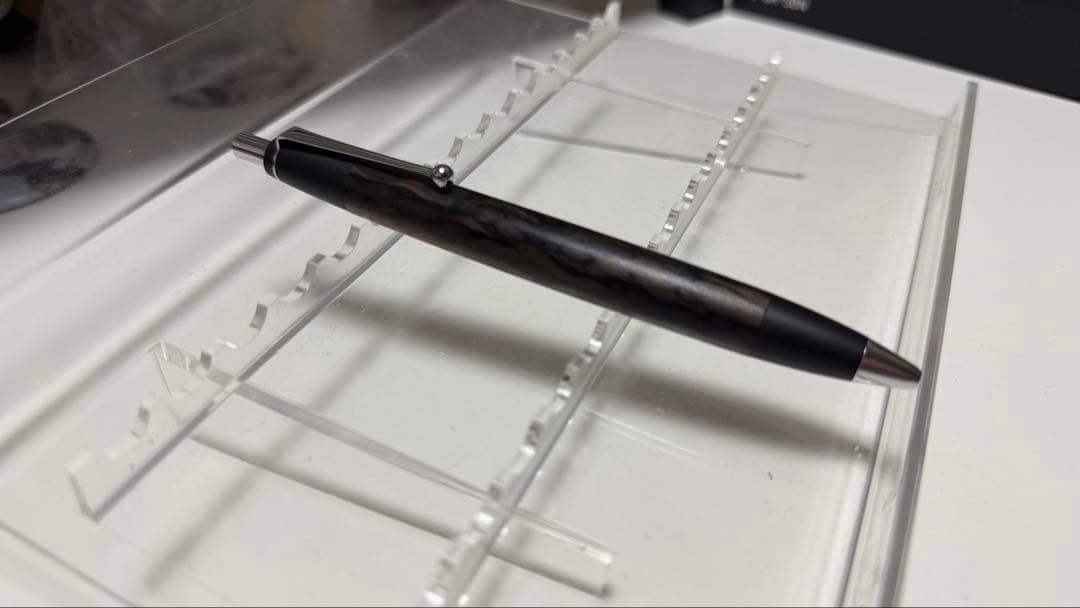 野原工芸 超特上黒柿孔雀杢 玉クリップスタンダードボールペン