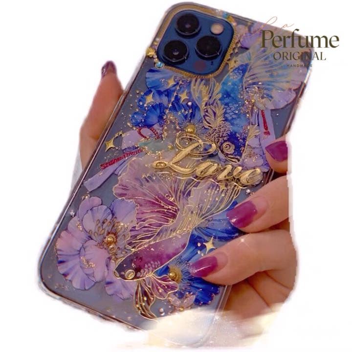 金魚✨名入れ♡キラキラゴージャス✨✨イニシャル オリジナル iPhoneケース
