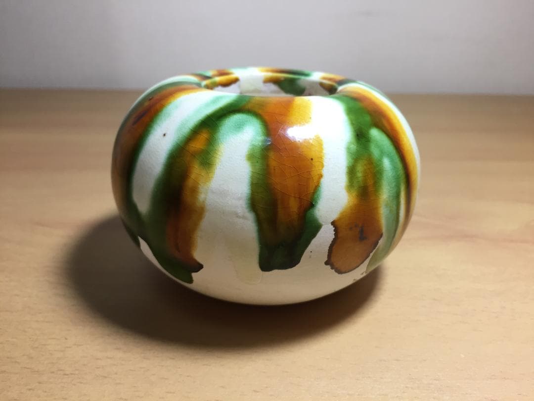 唐三彩陶盂 中国美術 唐三彩 丸壷 φ8.5cm