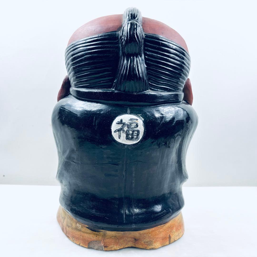 【蔵出し品】特大　立ち福助　置物　オブジェ　陶器　 当時物 レトロ アンティーク