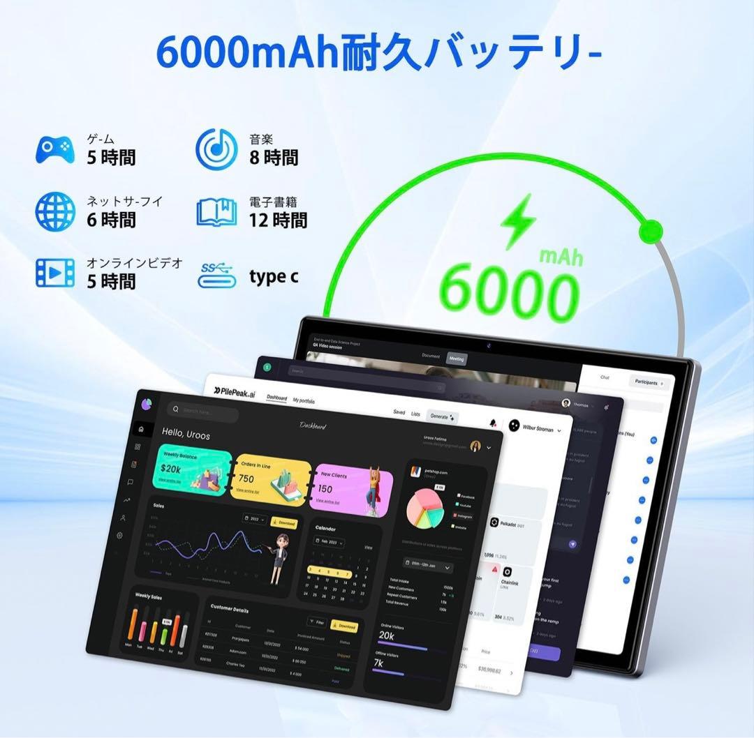 Android 14 タブレット 10.1インチ 12GB RAM