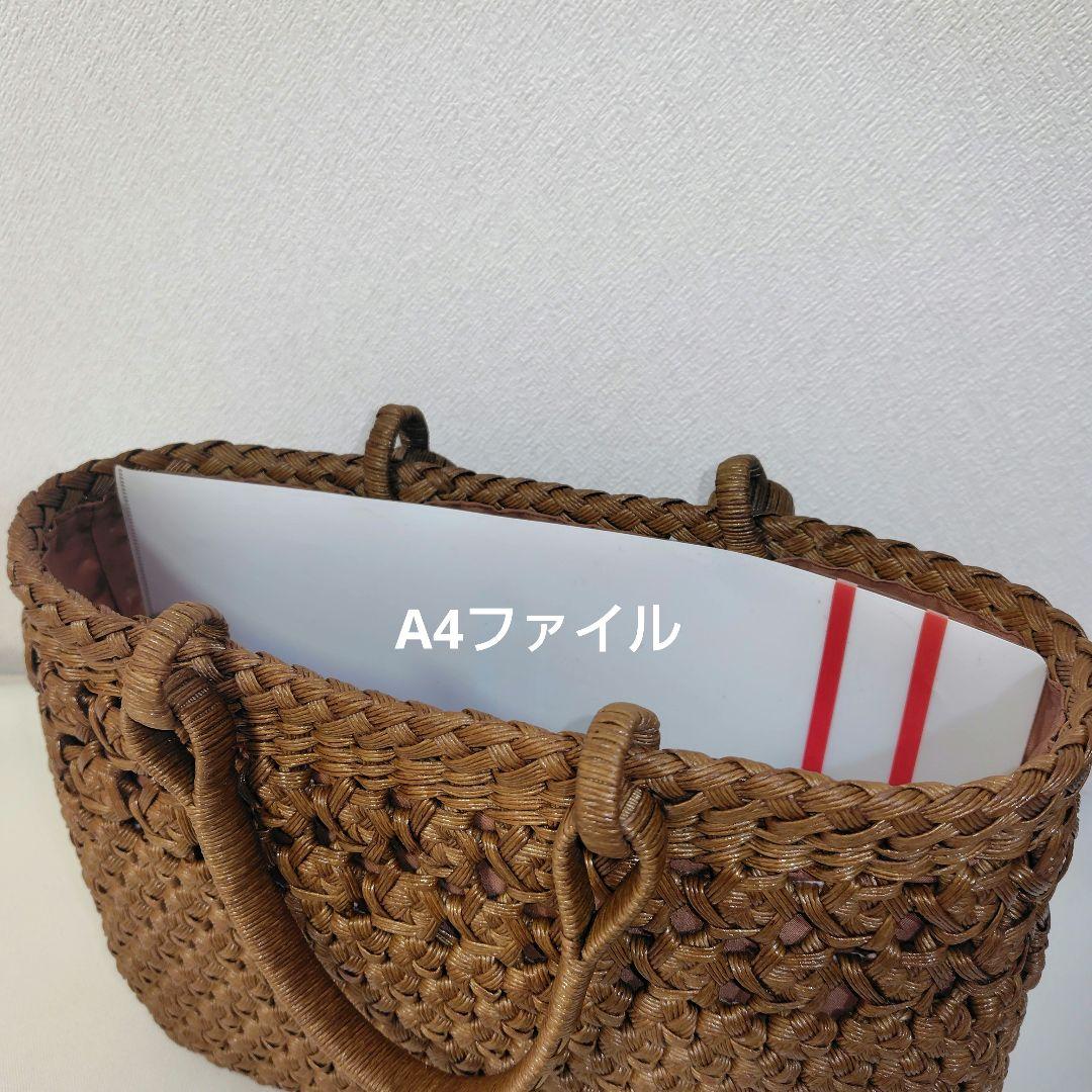 クラフトで作った山葡萄風花車編み＆花結び編みかごバッグ