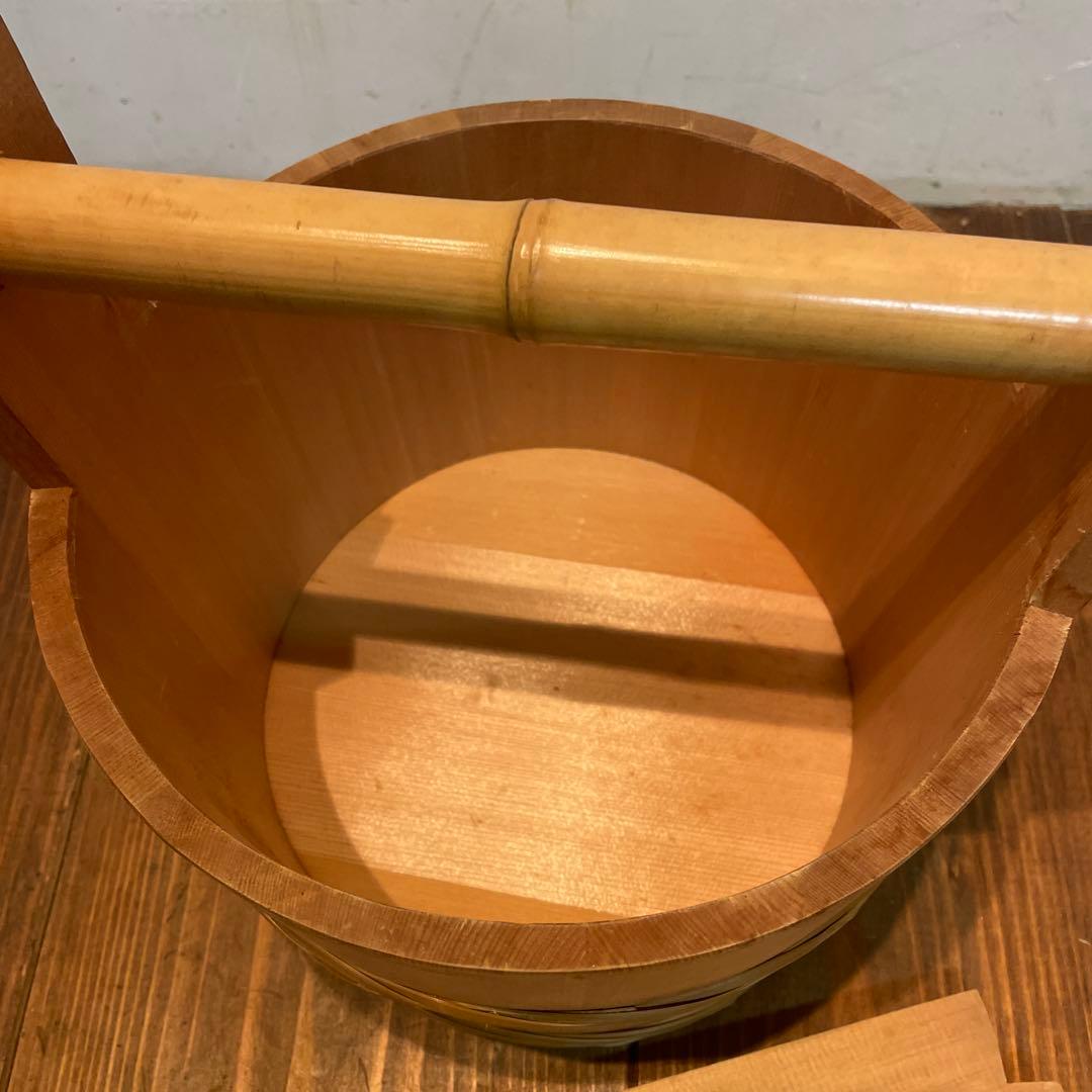 美品　茶道具　水張桶　手桶水指　木地　水屋道具　蓋付き　工芸品