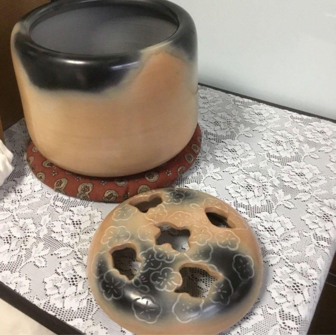 【週末値下】白井 半七　梅の彫　手焙　手橲　待合い　お茶事　茶道具