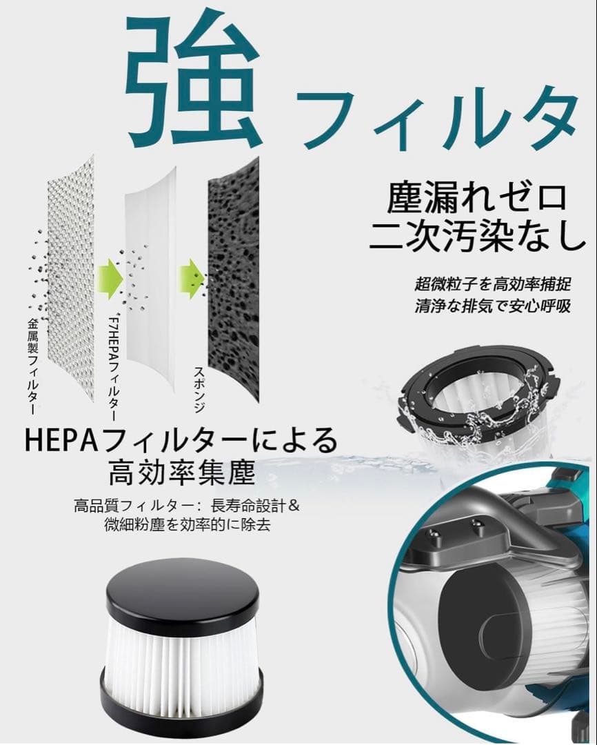 コードレス掃除機 16000Pa 強力吸引 マキタ18V対応 軽量 2WAY
