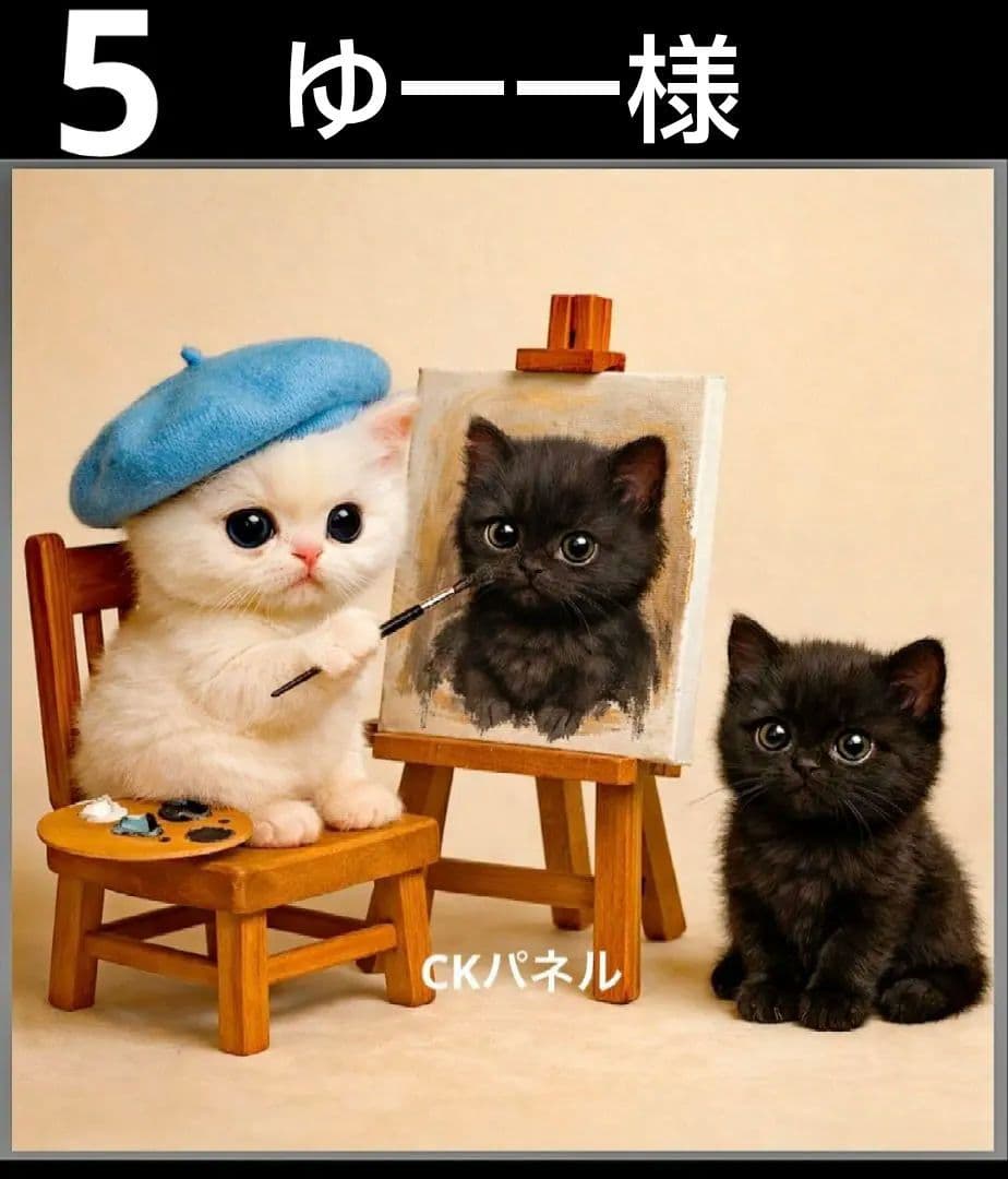 オーダーページ　ハンカチ　376絵画ねこちゃん柄　ハンドメイド2/22