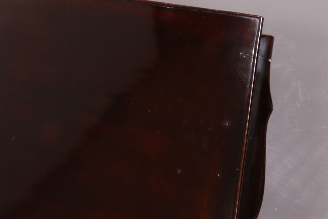 漆芸 時代唐物 黒無地 平卓 花台 最大幅58.8cm 木箱 木製【MA419】