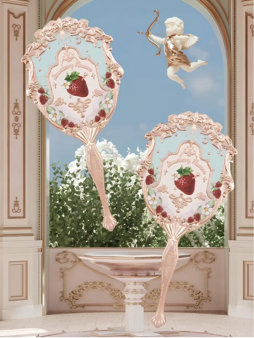 かすみ　フラワーノーズ　ストロベリーロココシリーズ　ハンドミラー2点