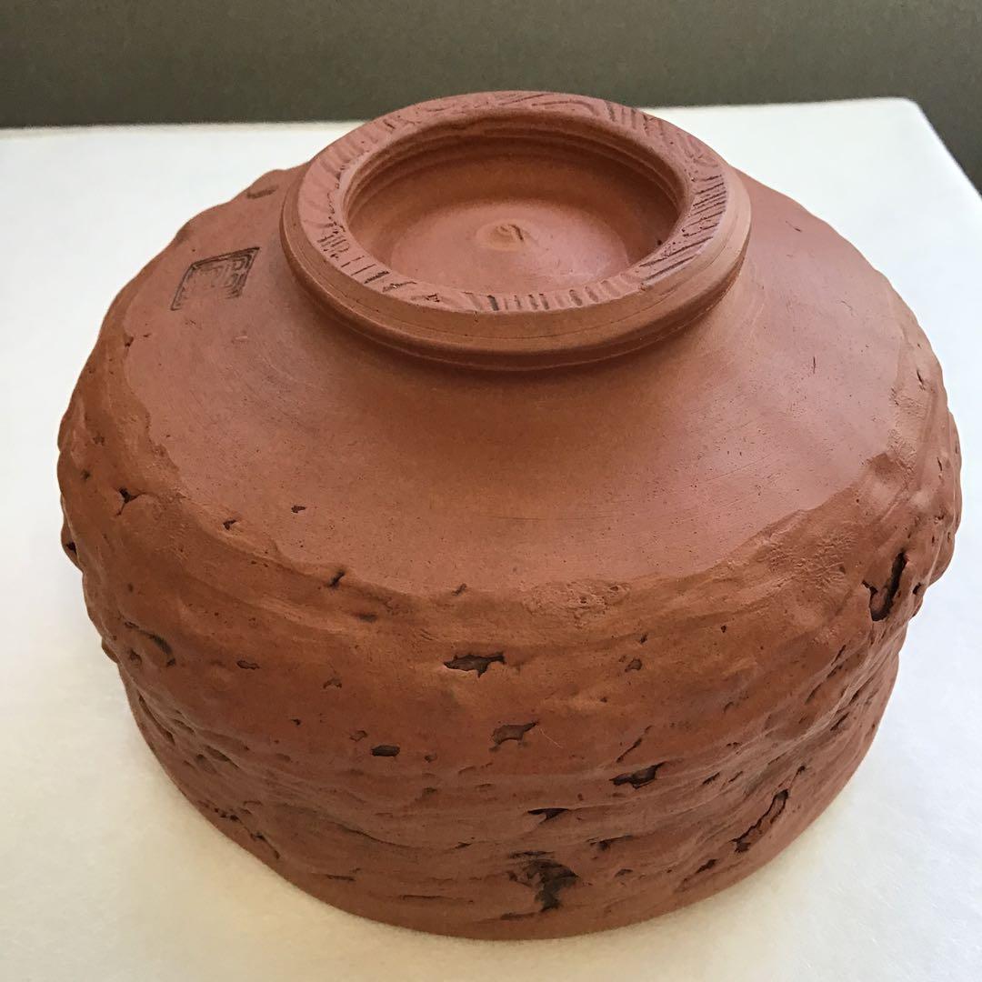茶道具　茶碗　常滑焼「朱泥」茶碗　尾州常滑市頼鳳堂作　栞　共箱　N221CW