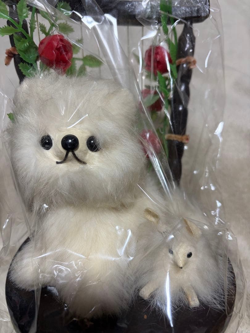 犬　スピッツ　ポメラニアン　ぬいぐるみ　置物