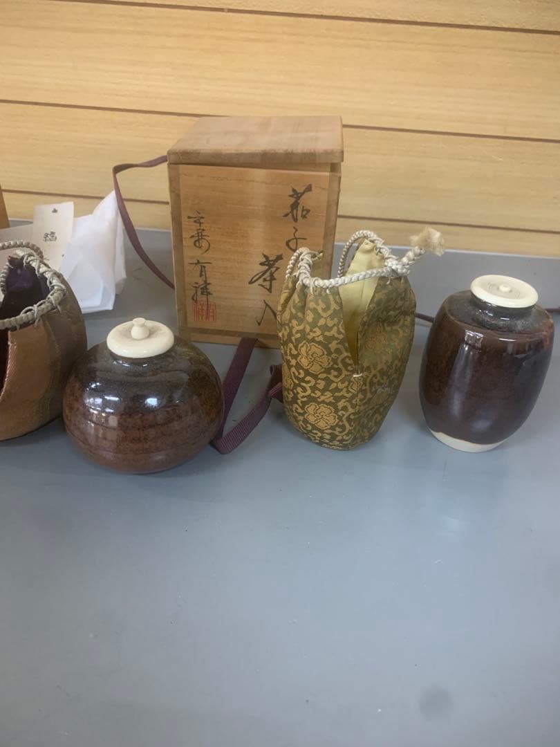 ワ*い様 茶入れ　丹波焼　骨董品4個セット