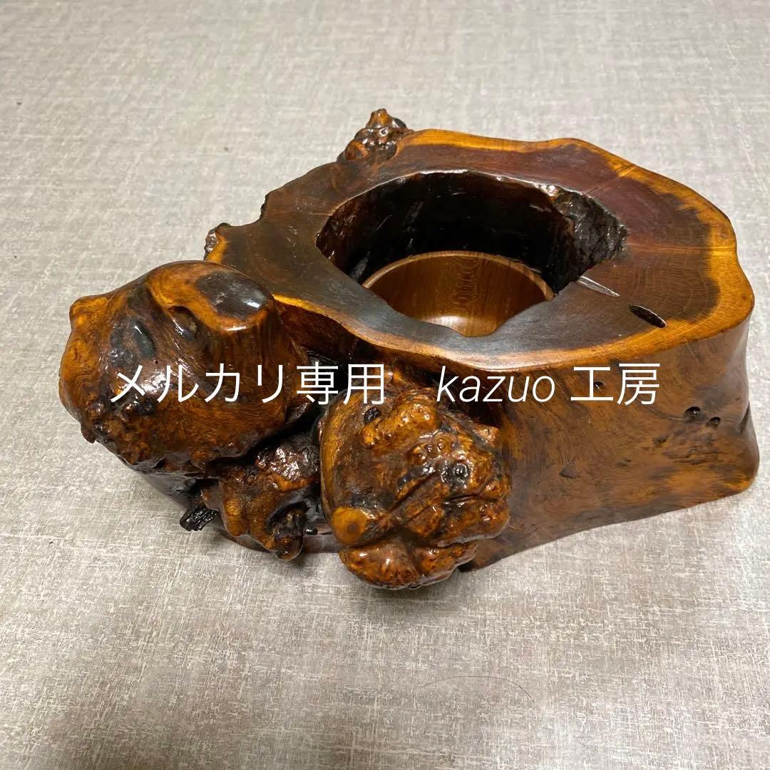 桑の木の切り株生花台　花器台　置物台　木工工芸品　ハンドメイド