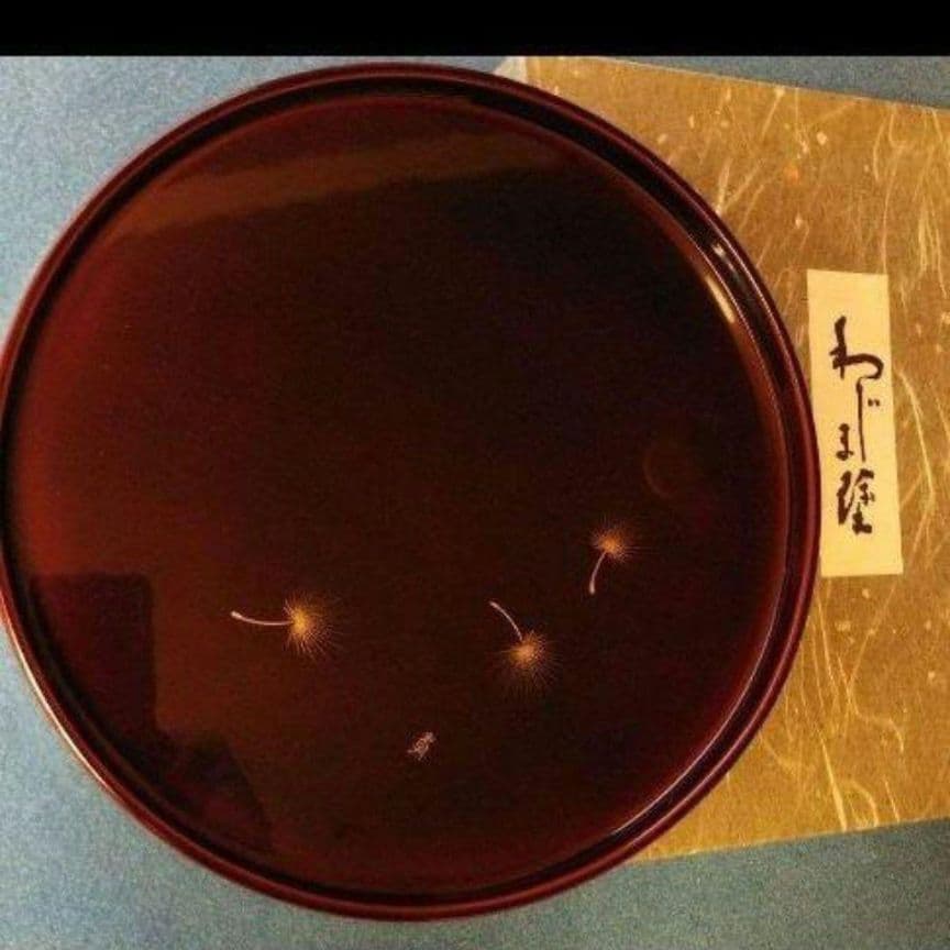 希少品【90s未使用】輪島塗極上本堅地　飛び花沈金丸盆