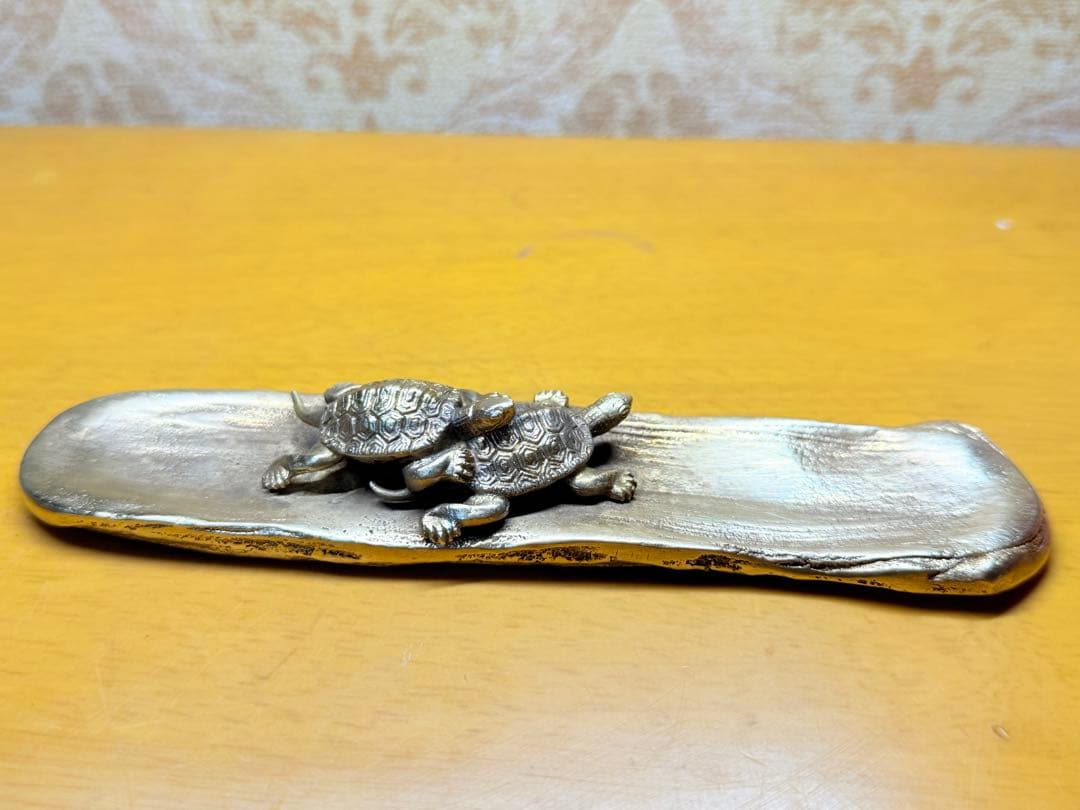 カメの彫刻 金属製置物文鎮工芸品 アンティ ーク 骨董品