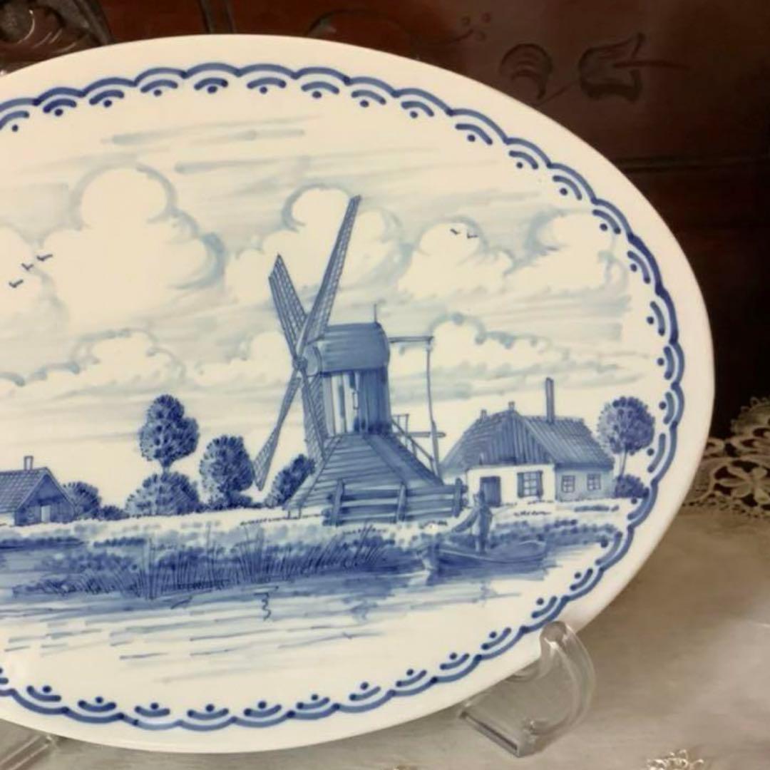 アンティーク　大判　陶板画　タイル　オランダ製　デルフト焼