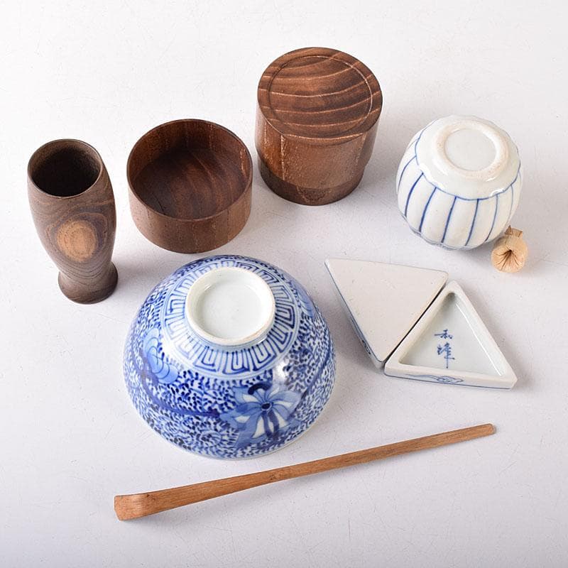 茶道具　桐製茶箱　平安和峰作　香合　桑茶入　茶杓など　六点　一式　V　R8231