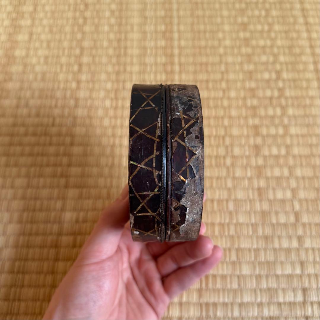 螺鈿 香合 菊文様 室町時代 江戸時代 漆器 漆 茶道具 古美術 骨董 民藝
