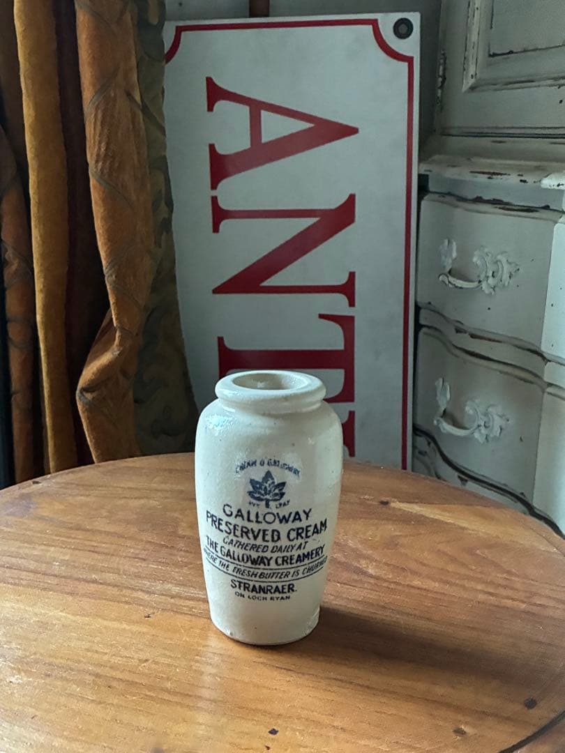 イギリス　アンティーク 陶器　クリーム　ボトル GALLOWAY 100年
