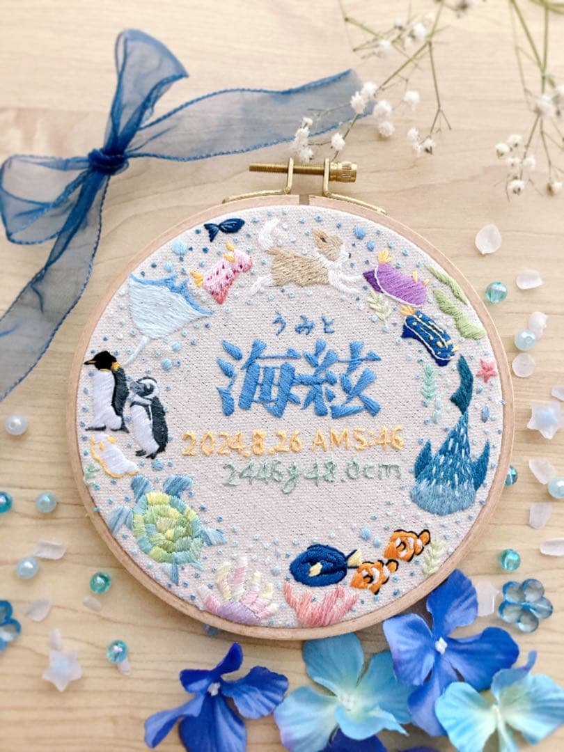 刺繍命名書　バースボード
