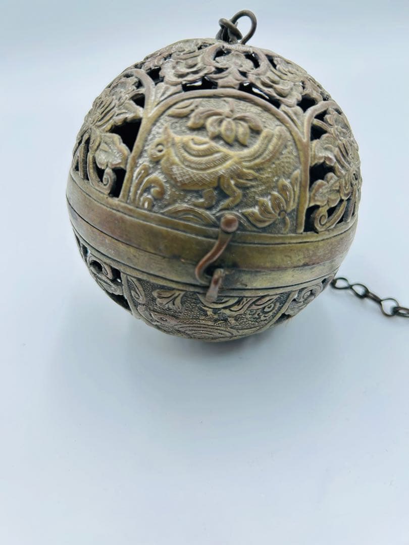 【中国美術　透かし吊香炉】唐物　骨董　アンティーク　インテリア
