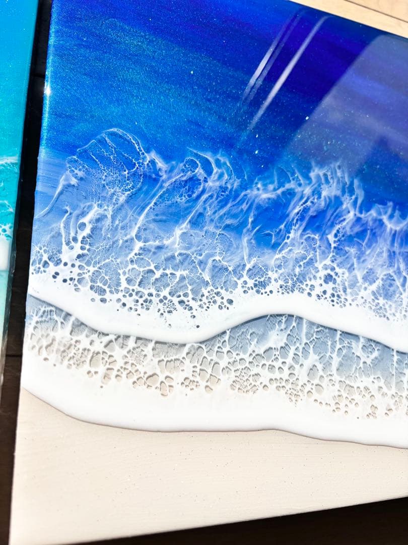 【つながる海 】今の気分で海を選びたい方へ レジンアート　30cm角×3枚