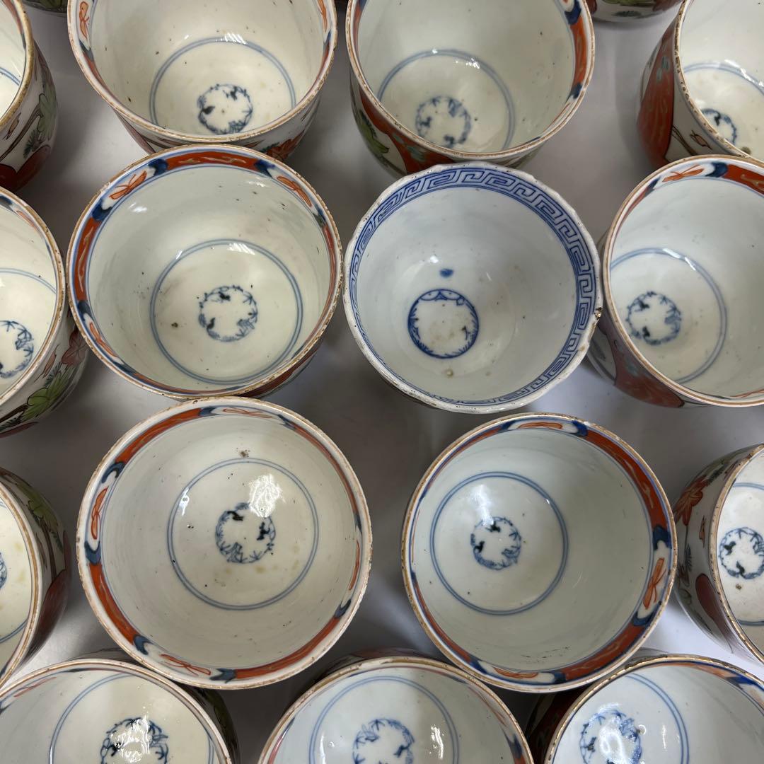 古伊万里　赤絵　猪口 20客　トヒコカ　東さ8-0304③